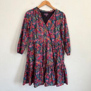 JCrew Liberty Ciara Dress Women Size 6 Pink Blue Floral Tiered Popover
